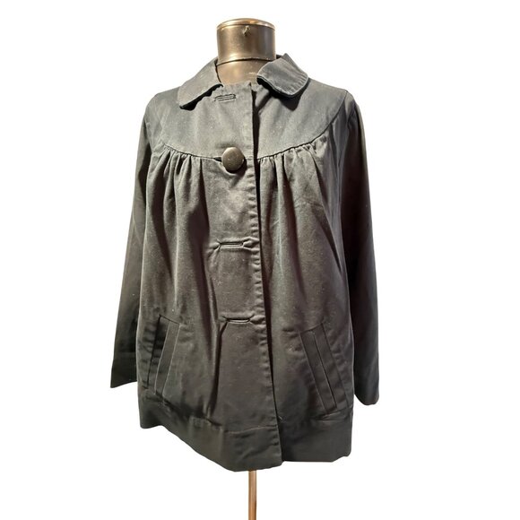 INC Woman Black Button-Front Coat 1X Plus Size Cotton Blend - Picture 1 of 12
